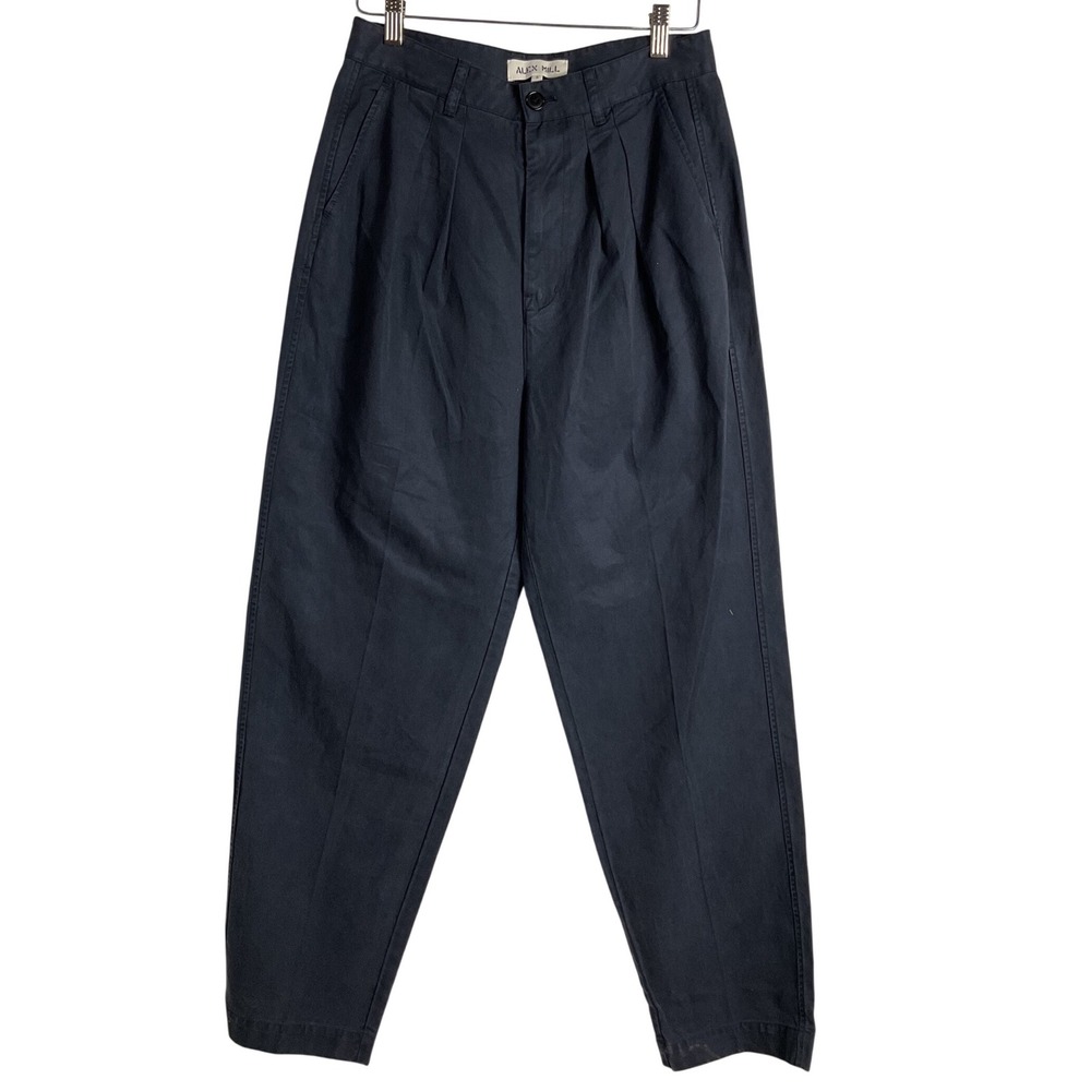 Alex Mill Navy Blue Pleated Chinos High Waisted Tapered Leg Pants Size 6 career